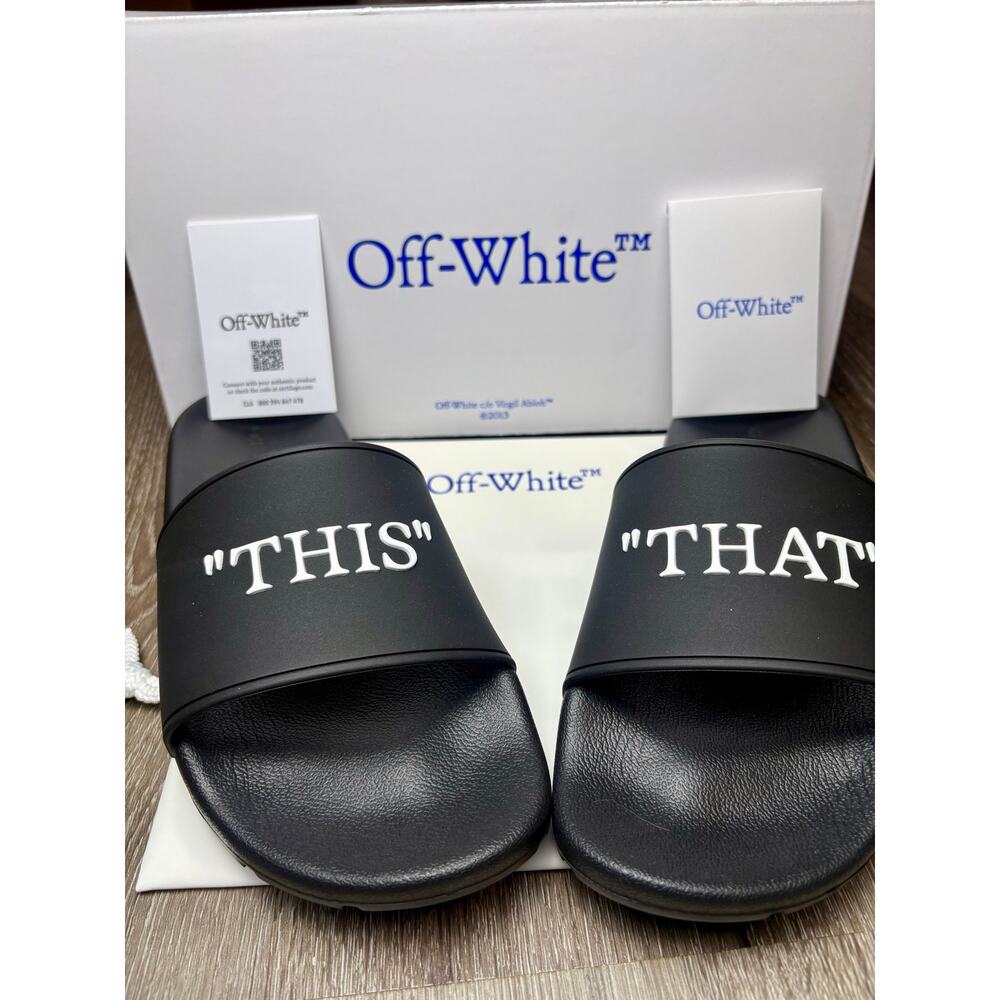 NIB Off-White c/o Virgil Abloh 'This That' Sliders EU 40 (US 9.5/10) - Picture 3 of 10